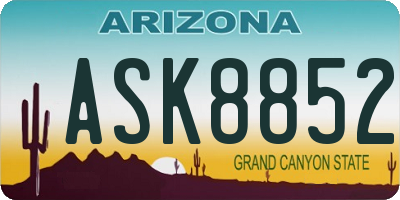AZ license plate ASK8852
