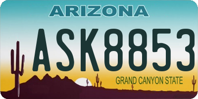 AZ license plate ASK8853