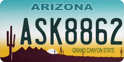 AZ license plate ASK8862