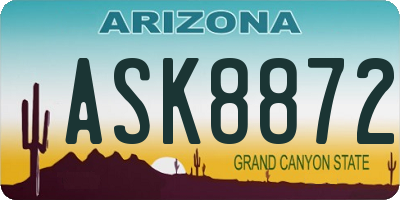 AZ license plate ASK8872