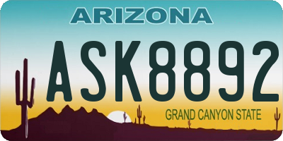 AZ license plate ASK8892