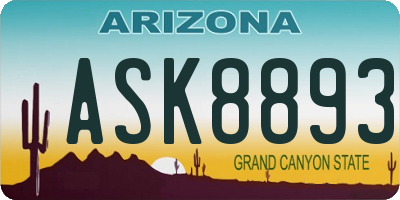 AZ license plate ASK8893