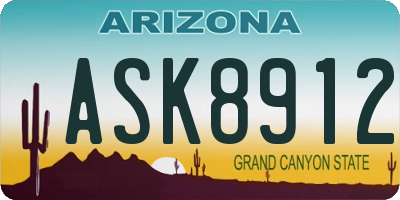 AZ license plate ASK8912