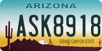 AZ license plate ASK8918