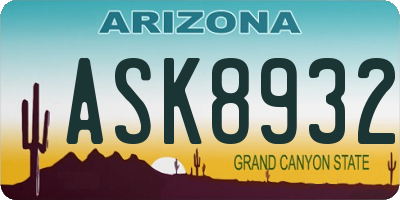 AZ license plate ASK8932