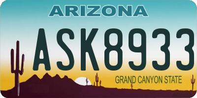 AZ license plate ASK8933