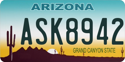 AZ license plate ASK8942