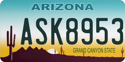 AZ license plate ASK8953