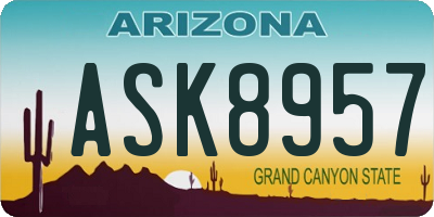 AZ license plate ASK8957