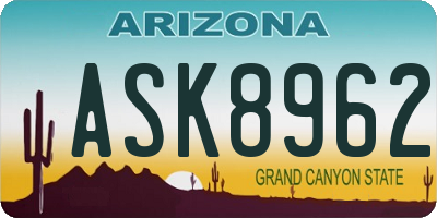 AZ license plate ASK8962