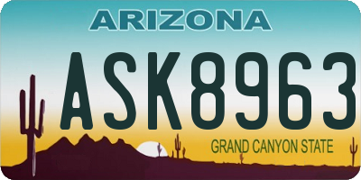 AZ license plate ASK8963