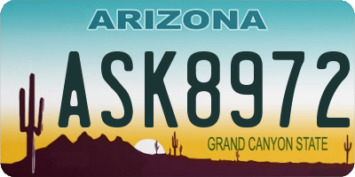AZ license plate ASK8972