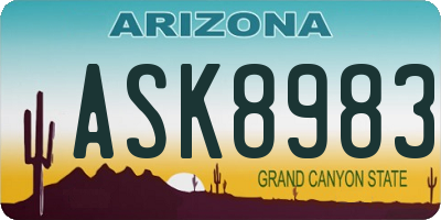 AZ license plate ASK8983