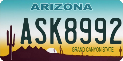 AZ license plate ASK8992