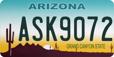 AZ license plate ASK9072