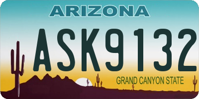 AZ license plate ASK9132