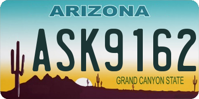 AZ license plate ASK9162