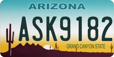 AZ license plate ASK9182
