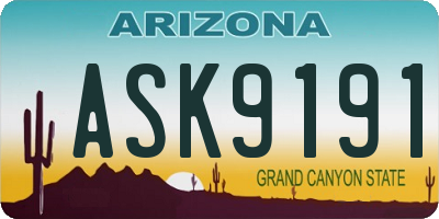 AZ license plate ASK9191
