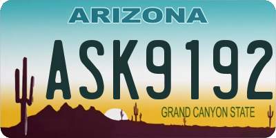 AZ license plate ASK9192