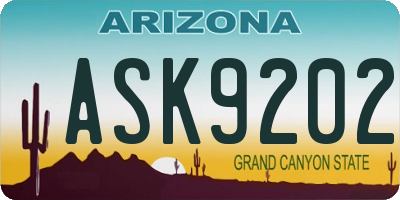 AZ license plate ASK9202