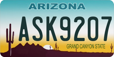 AZ license plate ASK9207