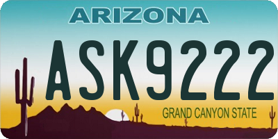 AZ license plate ASK9222