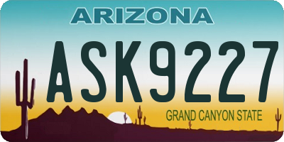 AZ license plate ASK9227