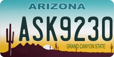 AZ license plate ASK9230