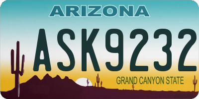 AZ license plate ASK9232