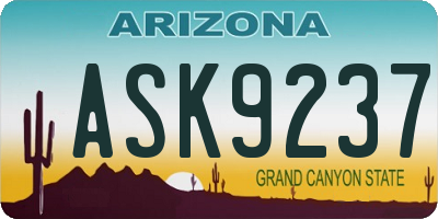 AZ license plate ASK9237