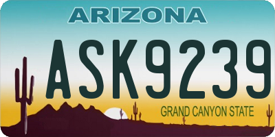 AZ license plate ASK9239