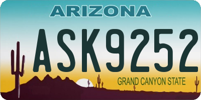 AZ license plate ASK9252