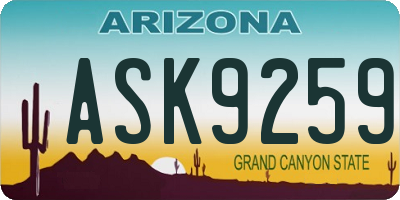 AZ license plate ASK9259