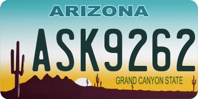 AZ license plate ASK9262