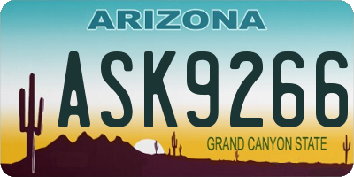 AZ license plate ASK9266