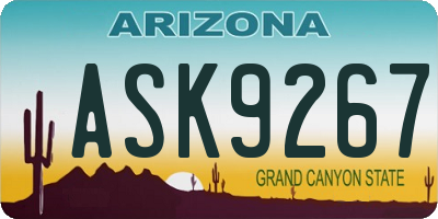 AZ license plate ASK9267
