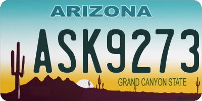 AZ license plate ASK9273