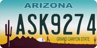 AZ license plate ASK9274
