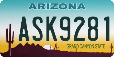 AZ license plate ASK9281