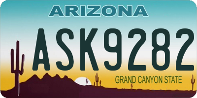 AZ license plate ASK9282