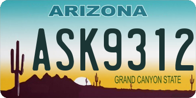AZ license plate ASK9312