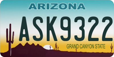 AZ license plate ASK9322