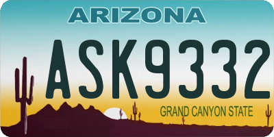 AZ license plate ASK9332