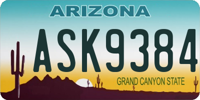 AZ license plate ASK9384
