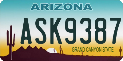 AZ license plate ASK9387