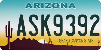AZ license plate ASK9392