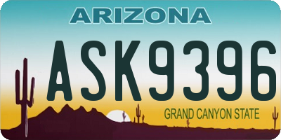 AZ license plate ASK9396