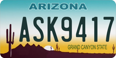 AZ license plate ASK9417