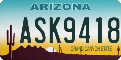AZ license plate ASK9418